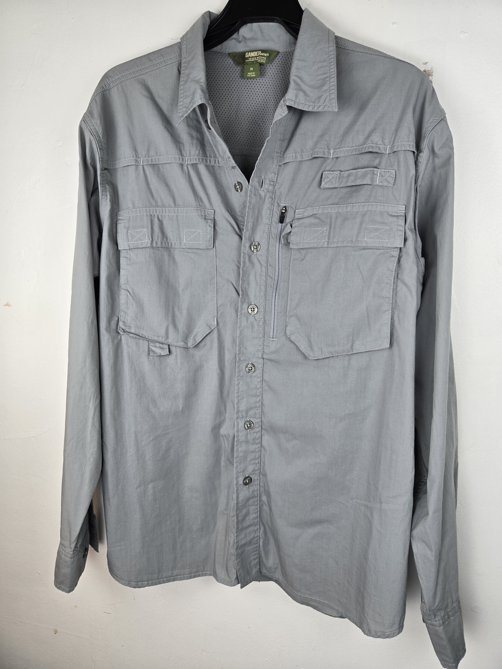 Gander MTN Men’s Long-Sleeve Grey Fishing Shirt Size M